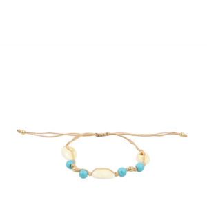 Sea-inspired bracelet with mixed charms and bead detailing on an adjustable cord.