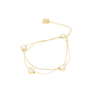 18K Gold Plated Heart Charm Layered Bracelet