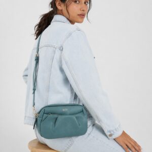 Soft Pleated Crossbody Bag with Zip Closure