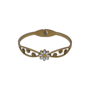 Stainless Steel Daisy Flower Bangle Bracelet