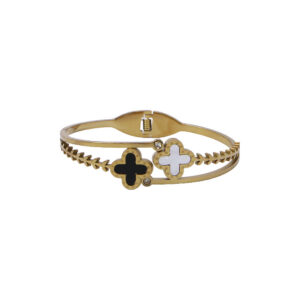 Stainless Steel Clover Motif Bangle Bracelet