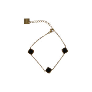 Stainless Steel Black Square Station Bracelet