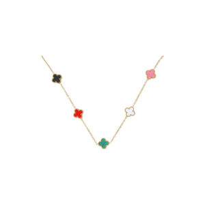 Golden Multicolour Clover Charm Necklace