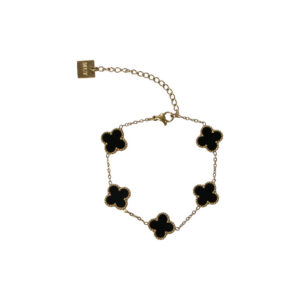 Stainless Steel Black Clover Charm Bracelet