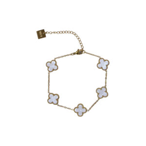 Stainless Steel White Clover Charm Bracelet