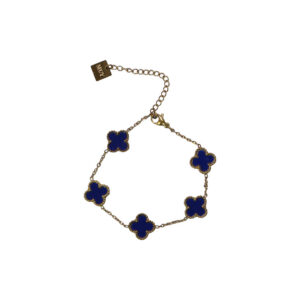 Stainless Steel Blue Clover Charm Bracelet