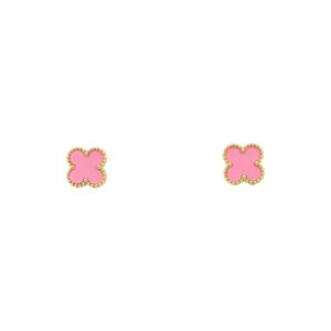 Stainless Steel Pink Clover Stud Earrings