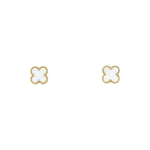 Stainless Steel White Clover Stud Earrings