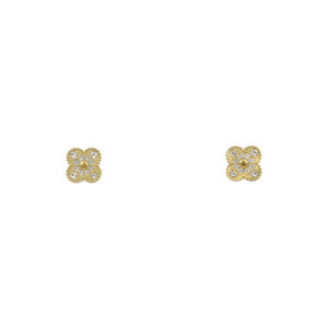 Stainless Steel Crystal Clover Stud Earrings