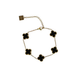 Stainless Steel Black Clover Charm Bracelet