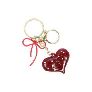 Polka Dot Heart Keychain
