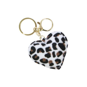 Leopard Texture Heart Keychain