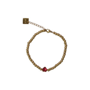 Stainless Steel Gold Beaded Heart Bracelet