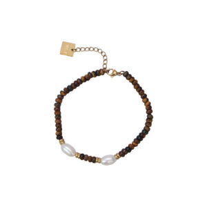 Stainless Steel Gold Natural Stone Pearl Bracelet