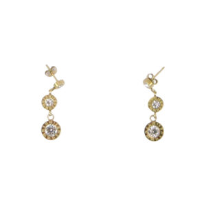 Stainless Steel Gold Roman Numeral Crystal Stud Earrings