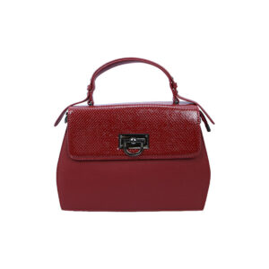 Textured Top Handle Handbag with Statement Clasp
