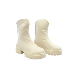 Chunky platform ankle boots with side zipper.