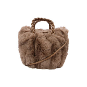 Faux Fur Crossbody Bag with Braided Strap