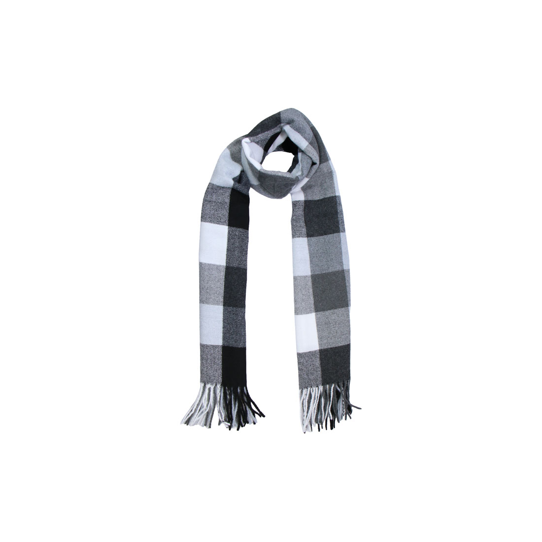 Vibrant Check Fringe Scarf