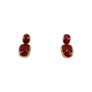 Red Stone Stud Earrings