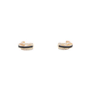 Black Stripe Hoop Earrings