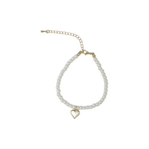 Gold Pearl Heart Charm Bracelet