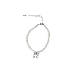 Silver Pearl Cross Charm Bracelet
