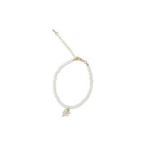 Gold Pearl Round Charm Bracelet