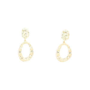 Textured Oval Drop Statement Earrings