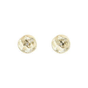 Textured Round Gold Statement Stud Earrings