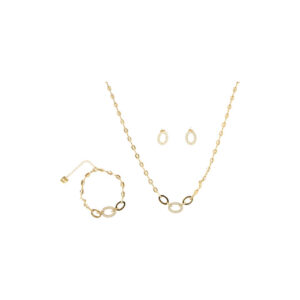 Crystal Oval Link Stainless Steel Necklace & Earrings Set