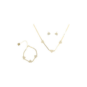 Stainless Steel Crystal Heart Necklace & Stud Earrings Set