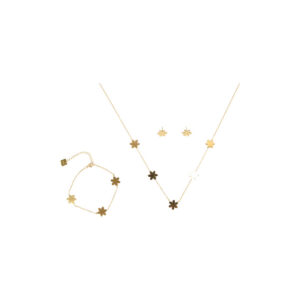 Gold-Tone Stainless Steel Daisy Station Necklace & Stud Earrings Jewellery Set