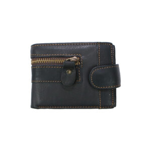 Men's Compact Wallet with Zippered Coin Pocket and Tab Closure