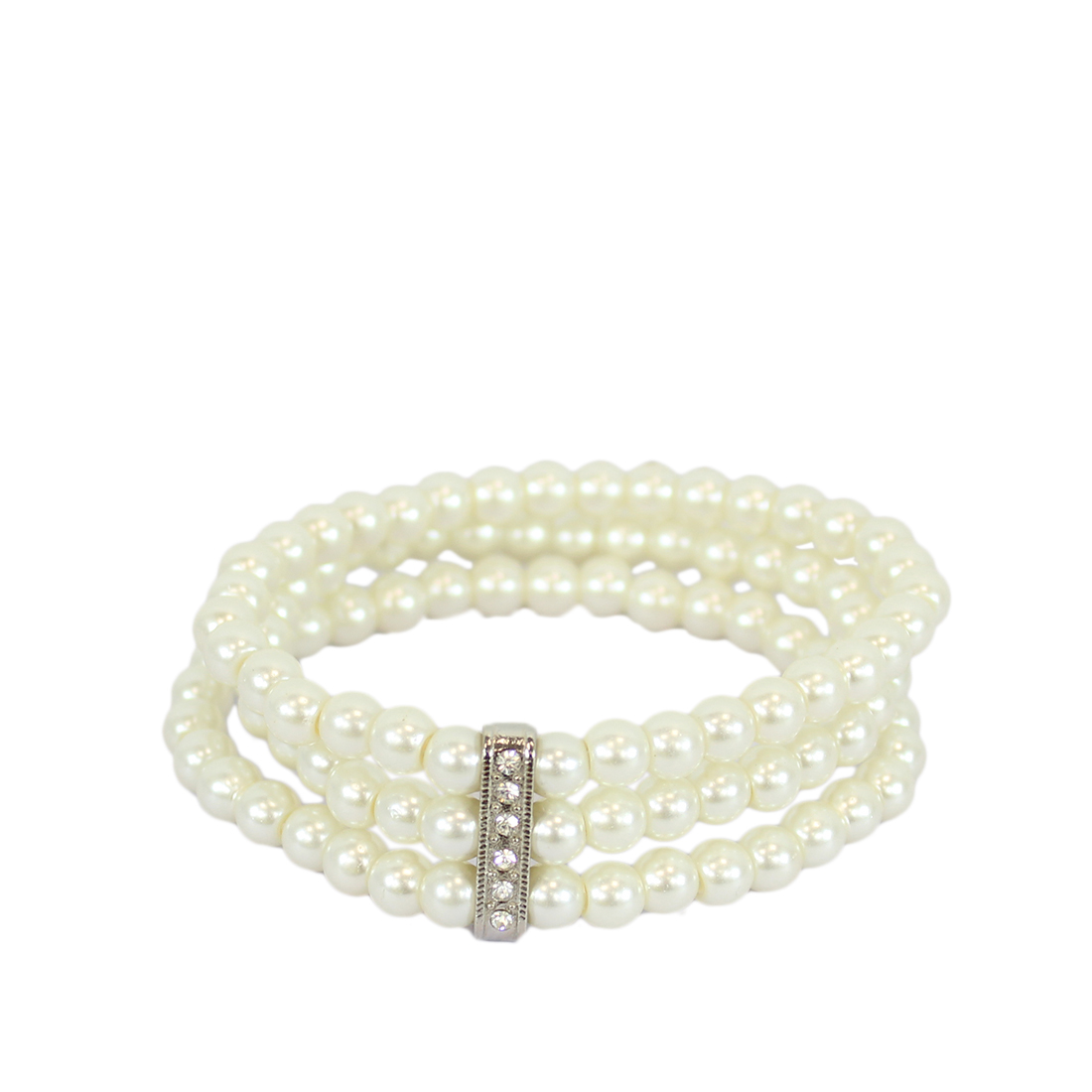 Three layers of pearls with small diamonds