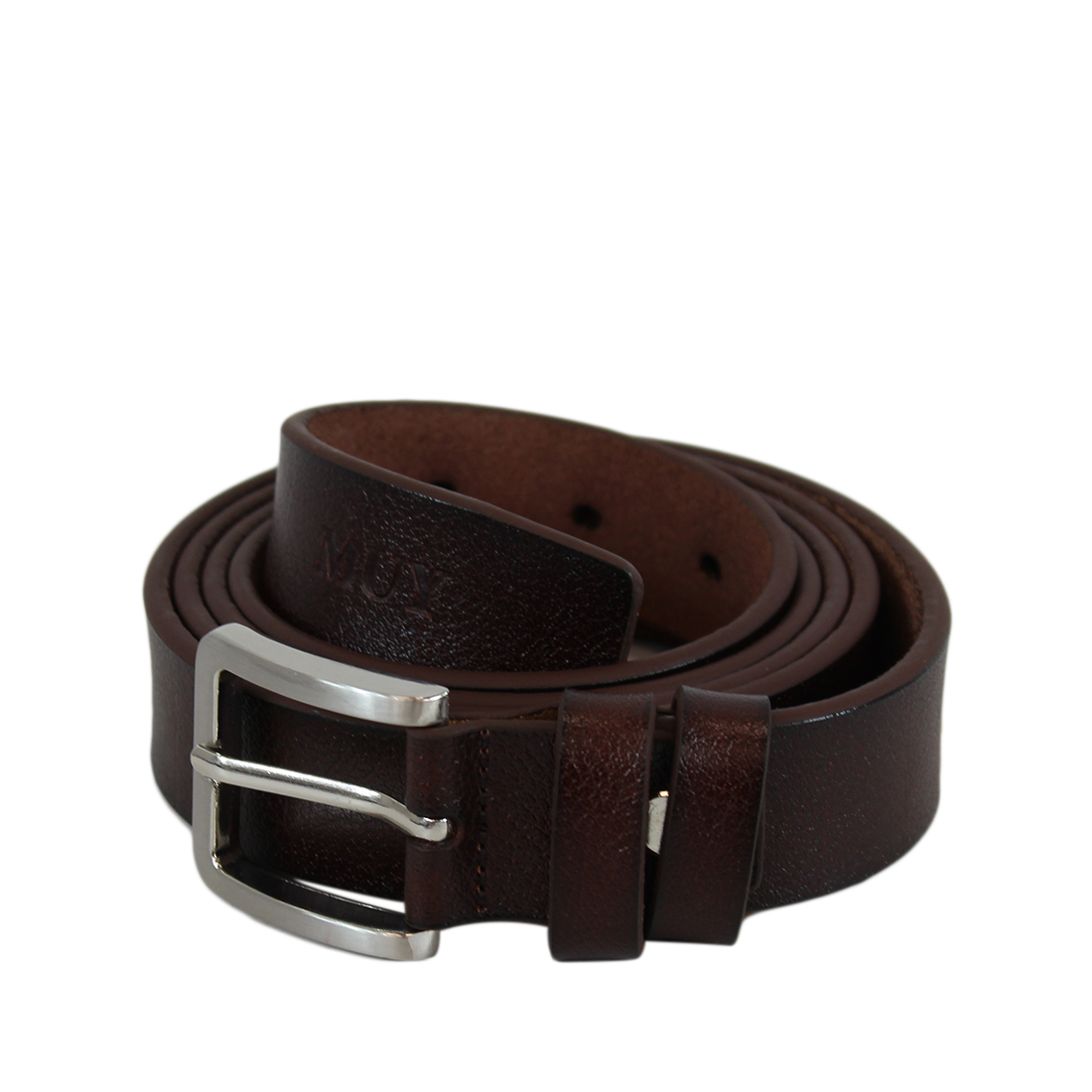 Real leather narrow plain belt