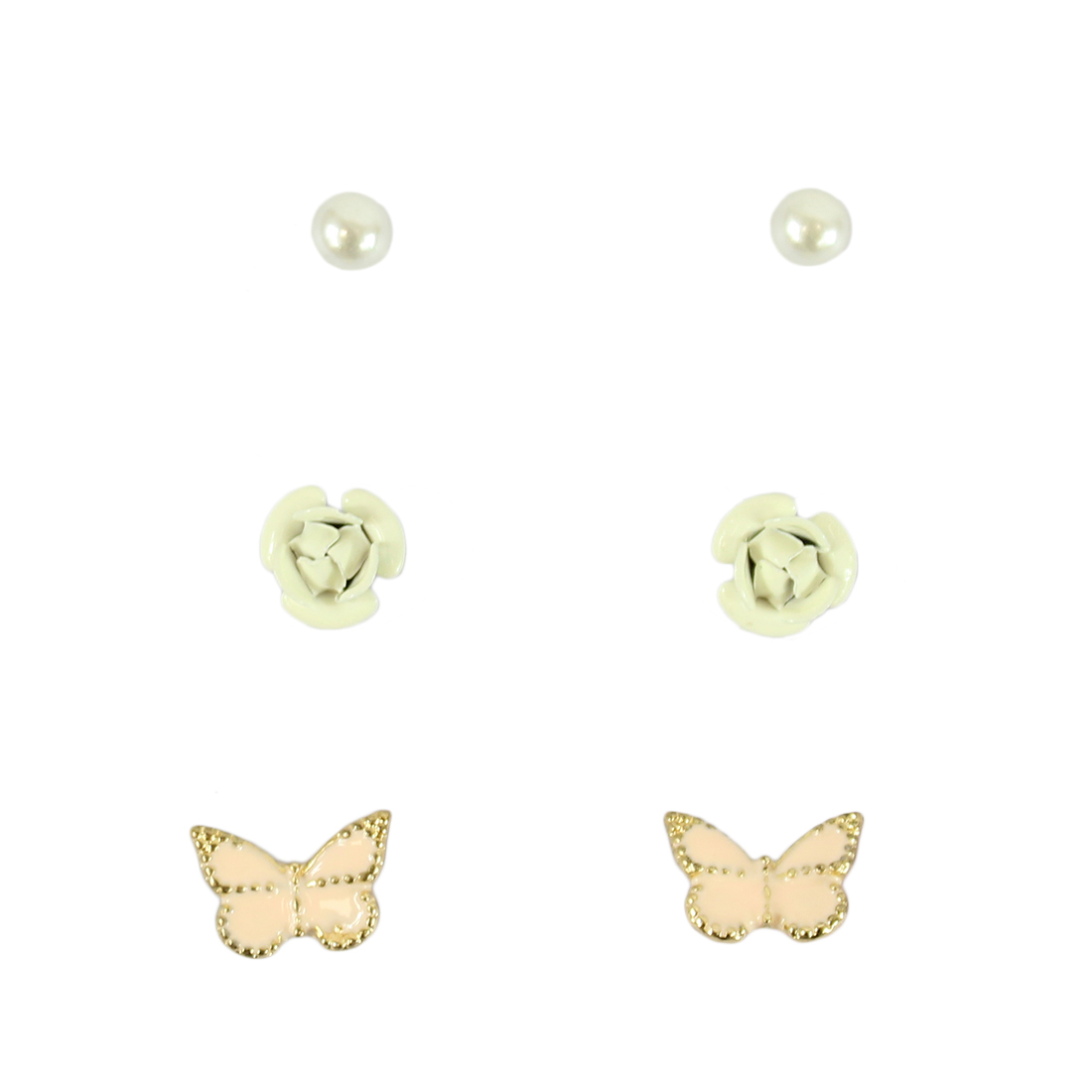 Three Pears -Pearls, Flower & Butterfly