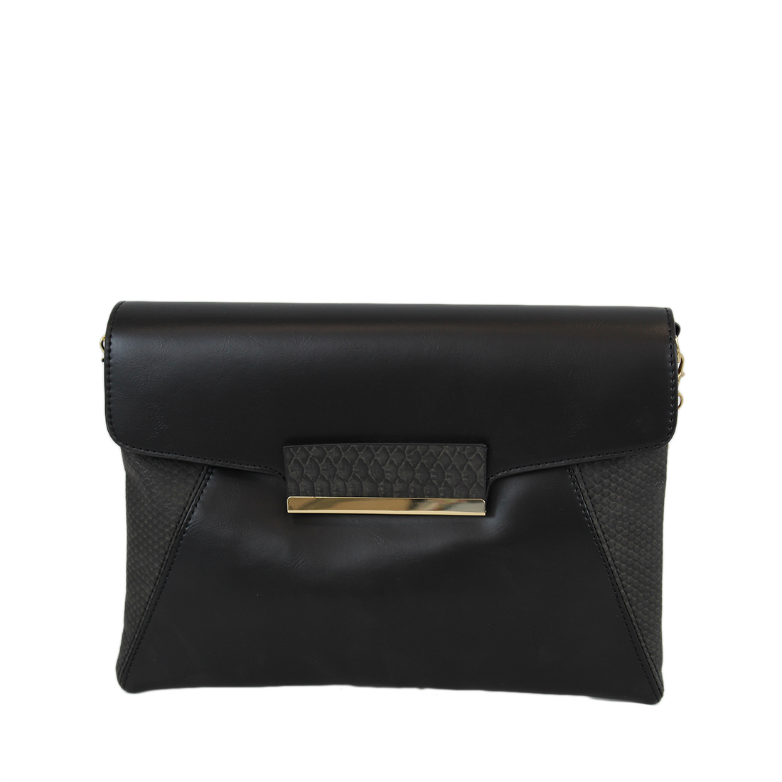 Leather clutch with sneak print decorations on sides