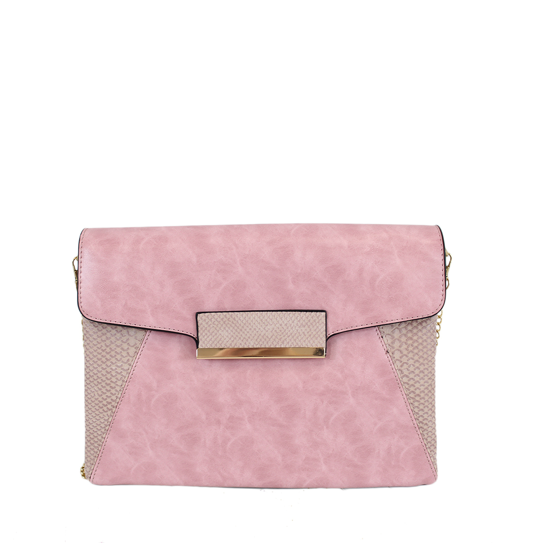 Leather clutch with sneak print decorations on sides