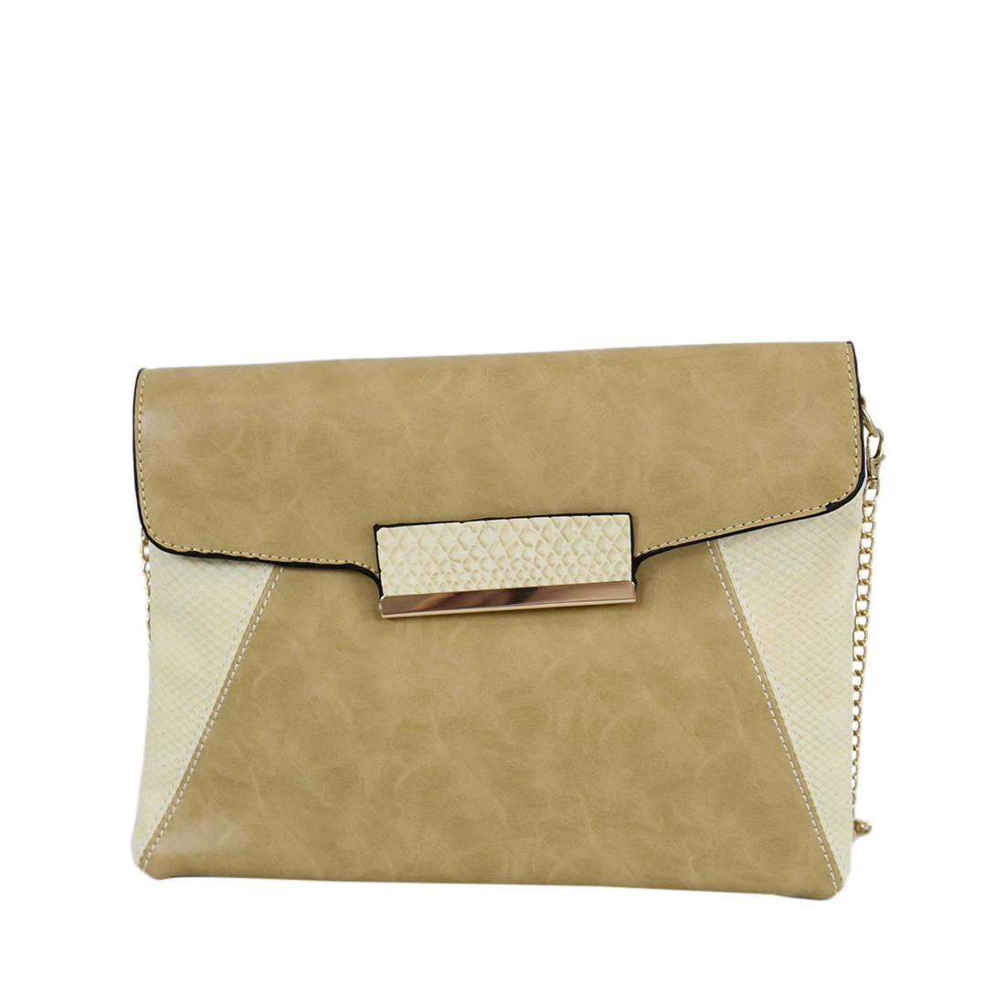Leather clutch with sneak print decorations on sides