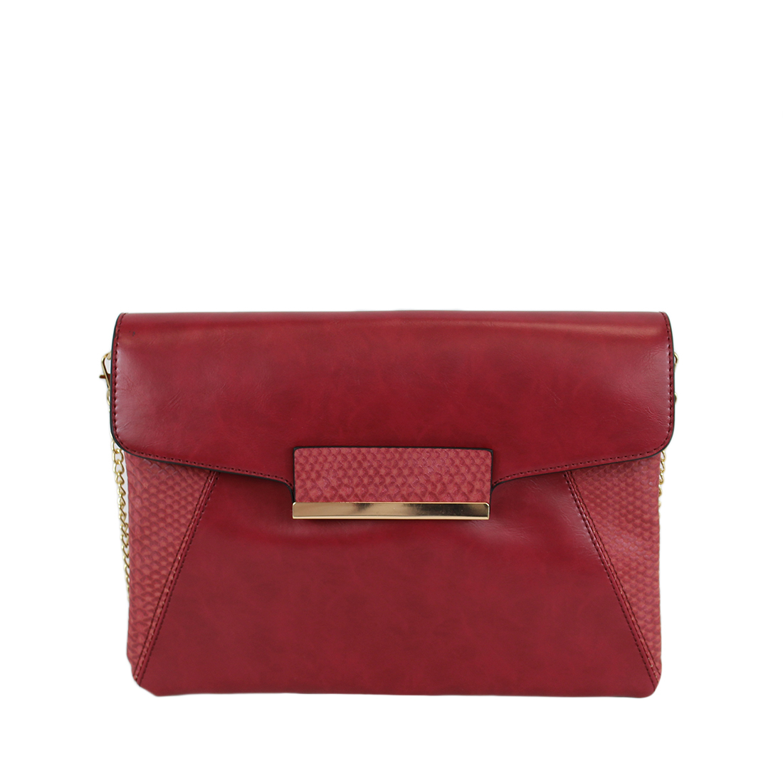Leather clutch with sneak print decorations on sides