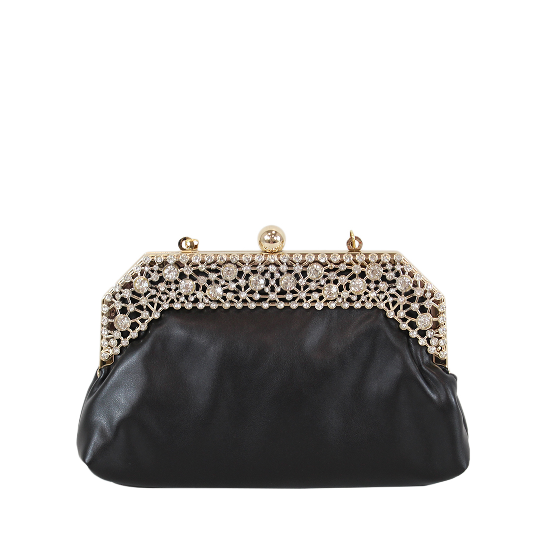 Clutch purse with decorative stones on top