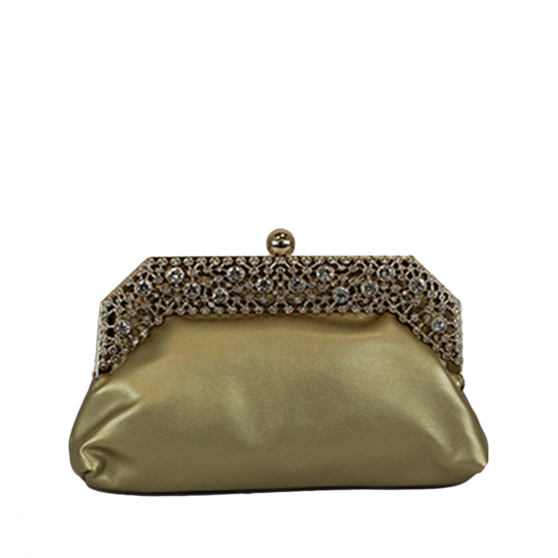 Clutch purse with decorative stones on top