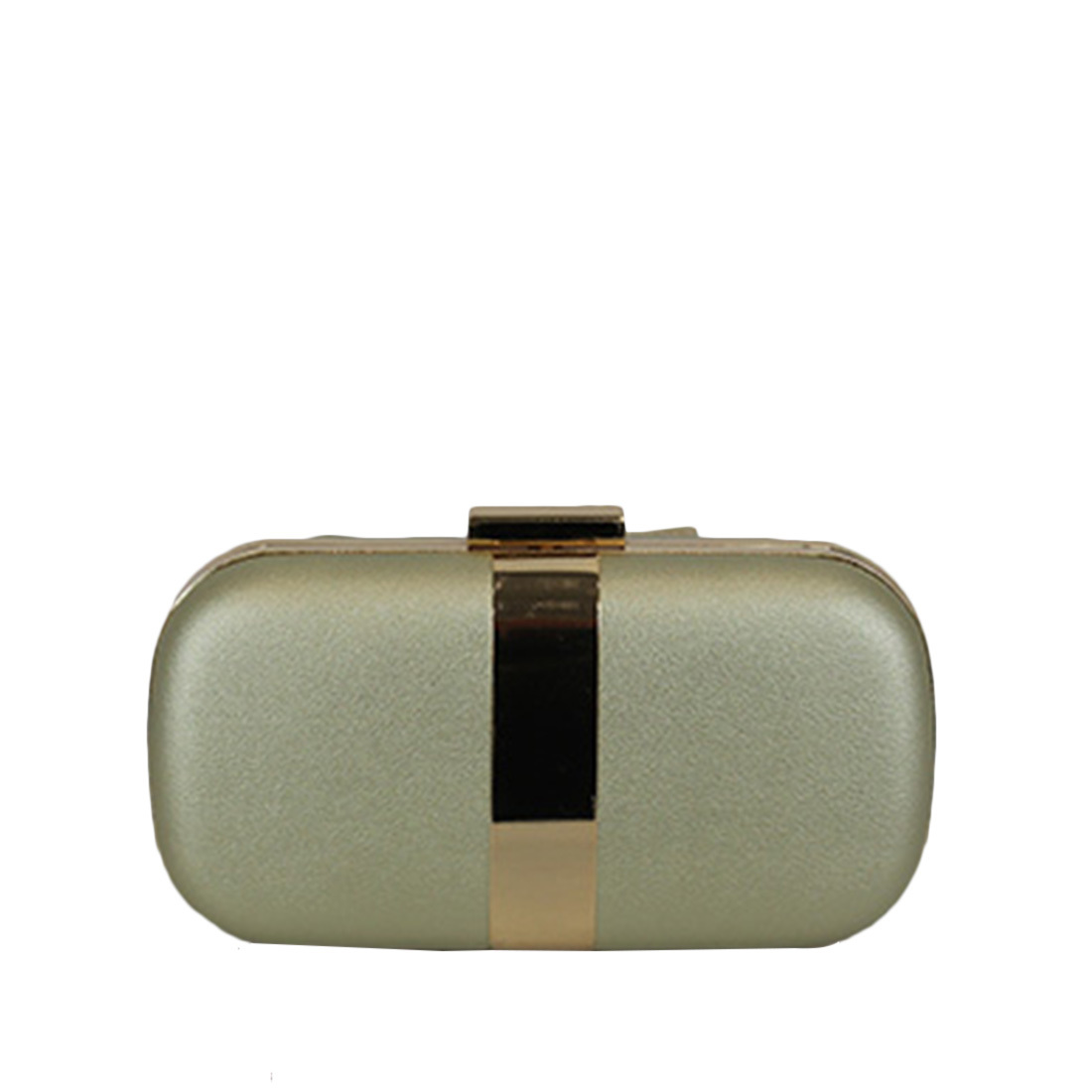 Hard case clutch bag with gold trim