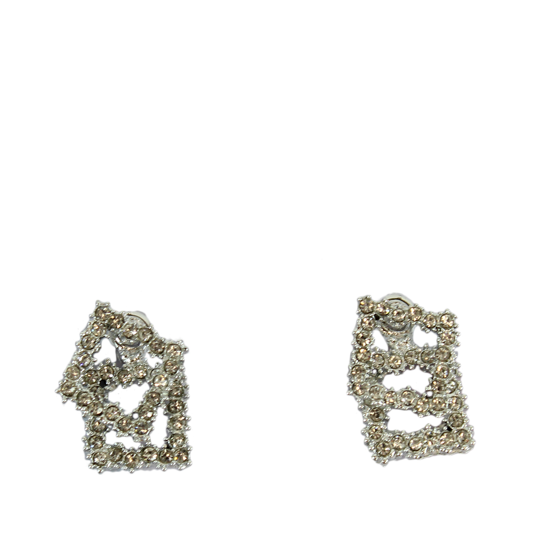 Square design hanging earrings with tiny diamonds