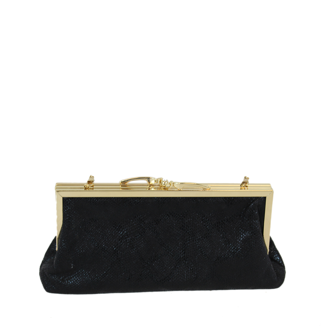 Shiny soft clutch purse with gold and diamond opener