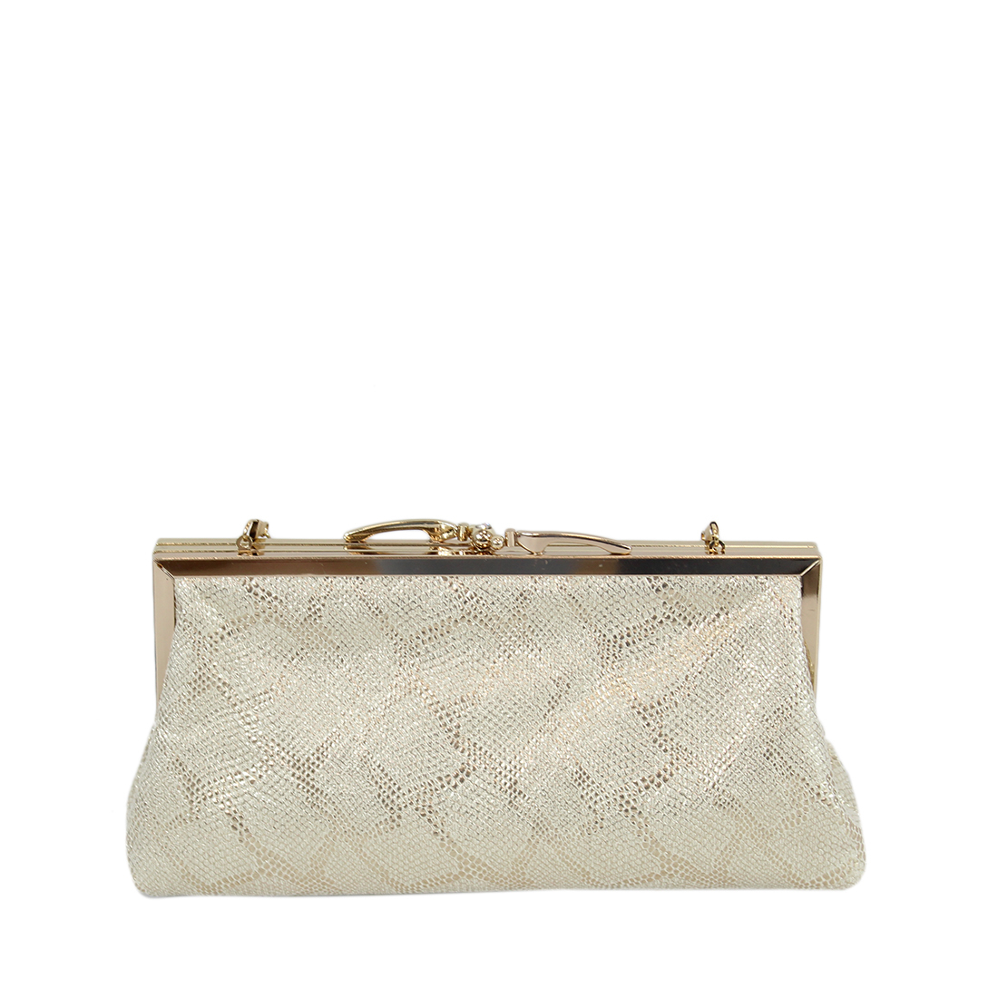 Shiny soft clutch purse with gold and diamond opener
