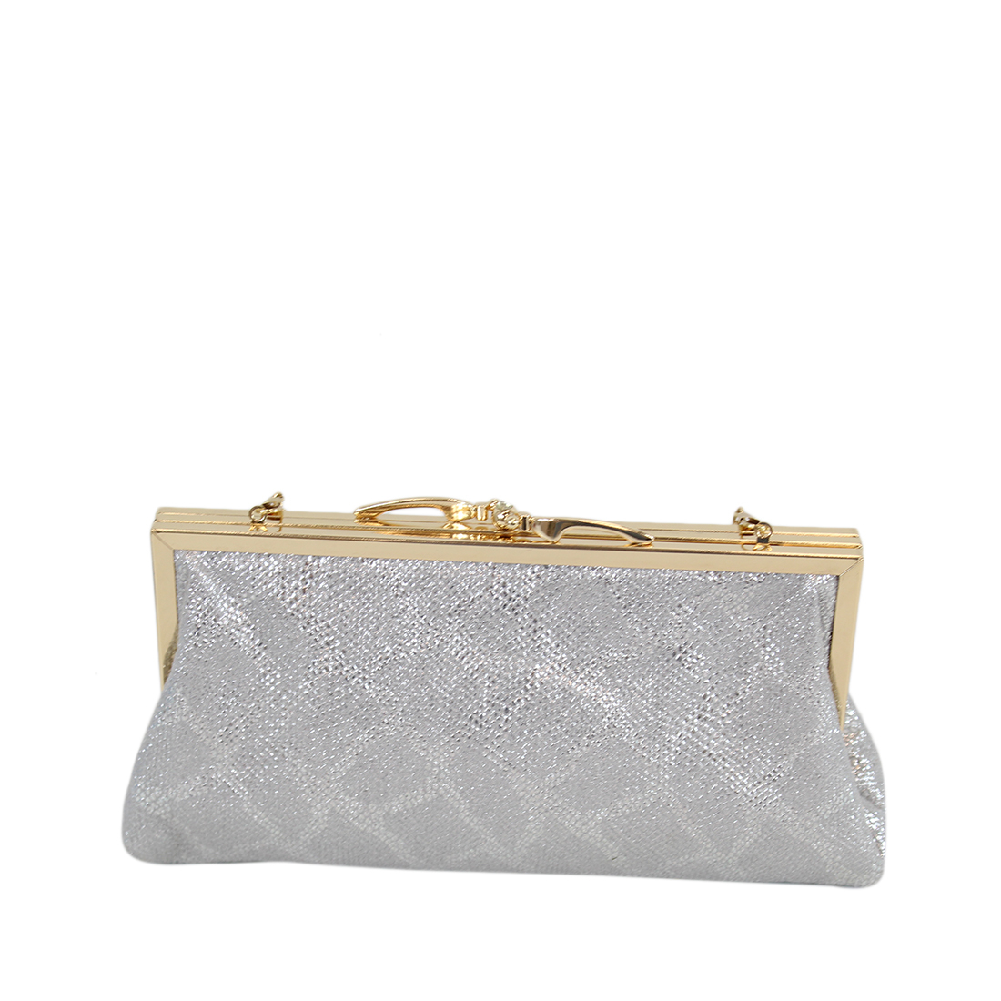 Shiny soft clutch purse with gold and diamond opener