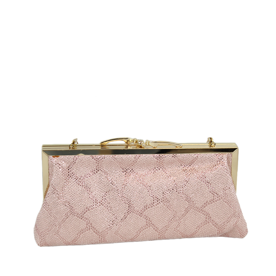 Shiny soft clutch purse with gold and diamond opener