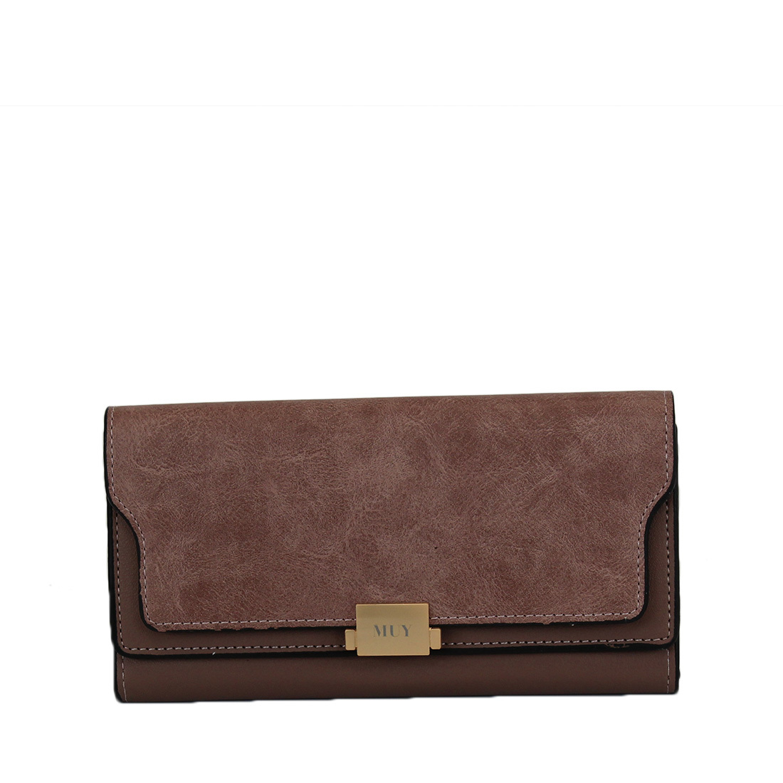 Leather double folded purse with muy trim